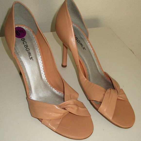 BCBGirls Womens Melon Leather Open Toe 4" Stiletto Heel - Size 8.5M or 38.5 EUR - Picture 2 of 9